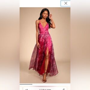 Lulu's Vibrant Red floral Maxi Dress